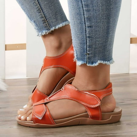 

Cathalem Glitter Sandals Women Women Sandals Fashion Slippers Flat Open Toe Sequins Slippers Summer Casual Fashion Sandals Sandal Orange 8.5