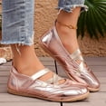 thumbnail image 4 of Women's Mary Jane Sneakers Glossy Leather Lightweight Slip on Casual Tennis Shoes Shiny Barefoot Ballet Flat Shoes, 4 of 7