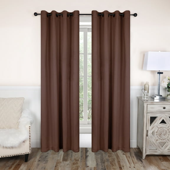 Superior Solid Blackout Curtain Set of 4, 52" x 108", Cappuccino