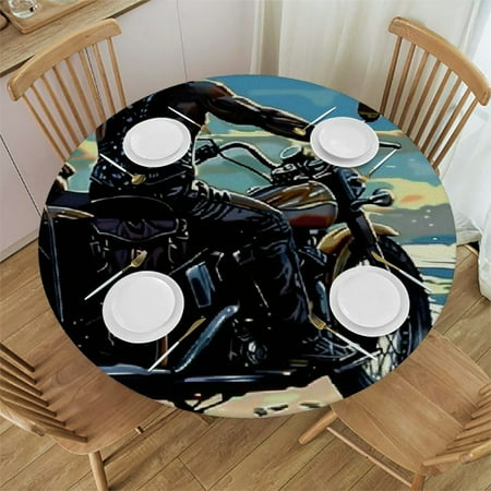 

Orinice Beach Round Table Cover Stain Resistant Washable Indoor Outdoor Tablecloth Kitchen Dining Wedding Parties Table Cloth 100% Polyester Fiber 38-42