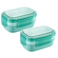 thumbnail image 1 of Oleegame 2PC Produce Storage Box Lunch Box Neutral Lunch Box Stackable Split Lunch Box 67 Ounces Built In Cutlery 3 Compartments Microwave And Dishwasher Green, 1 of 9