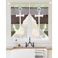 thumbnail image 2 of Nautical Anchor Swag Valances for Windows, Farmhouse Sage Green Brown Wooden Grain Rod Pocket Sheer Valances for Large Windows, Swag Toppers Light Filtering for Kitchen Living Room 2 Panels 36''x63'', 2 of 6