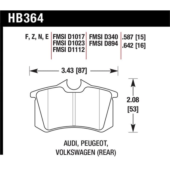 Hawk 2010-2013 Audi A3 TDI HPS 5.0 Rear Brake Pads