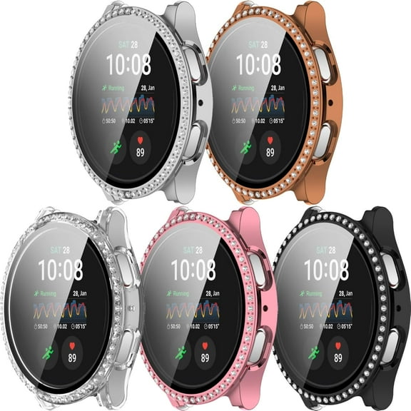 KOMI Screen Protector Intended for Samsung Galaxy Watch 7 40mm 44mm Bling Case Women Diamond Rhinestone Hard PC Rugged Bumper with Tempered Glass Accessories (5PACKS, 40mm)
