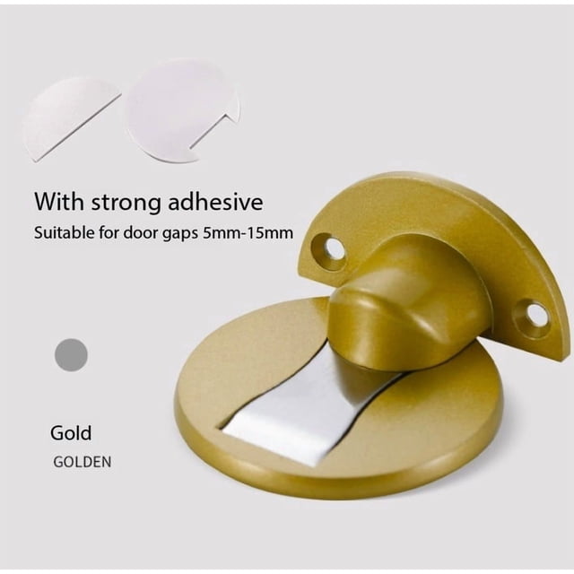 1 pieza de tope de puerta invisible, anticolisión, tope de puerta de aleación de aluminio sin perforaciones detrás de la puerta del baño