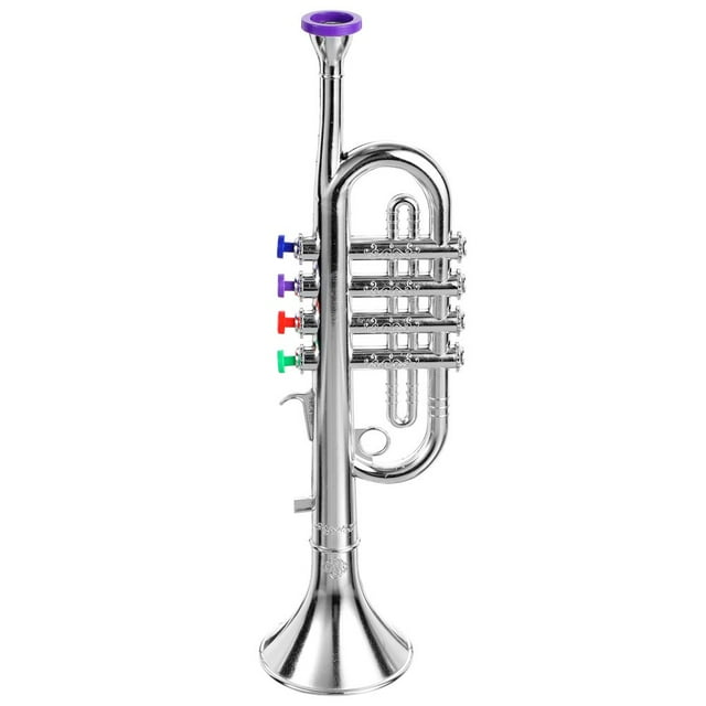 HLONK Trombone Trompette Jouet Instrument de Musique Enfant 37.00X8.80X8.80CM Argent