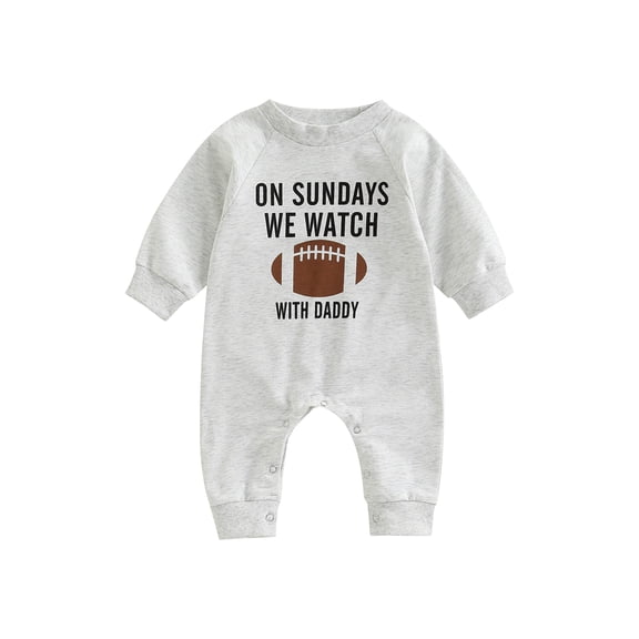 Newborn Infant Baby Boy Girl On Sundays We Watch Football with Daddy/Mommy Onesie Romper Jumpsuit Baby Football Outfit