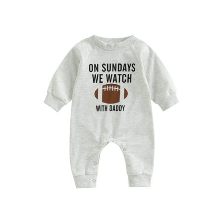 

Canrulo Newborn Baby Boy Girl On Sundays We Watch Football with Daddy/Mommy Romper Jumpsuit Bodysuit Outfits Gray Daddy 3-6 Months