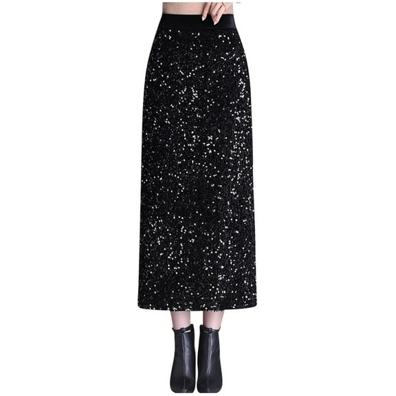 Abomasnow Women's Sequin Fishtail Skirt High Waist Shiny Long Maxi Mermaid Skirts for Daily Cocktail Prom Evening Party