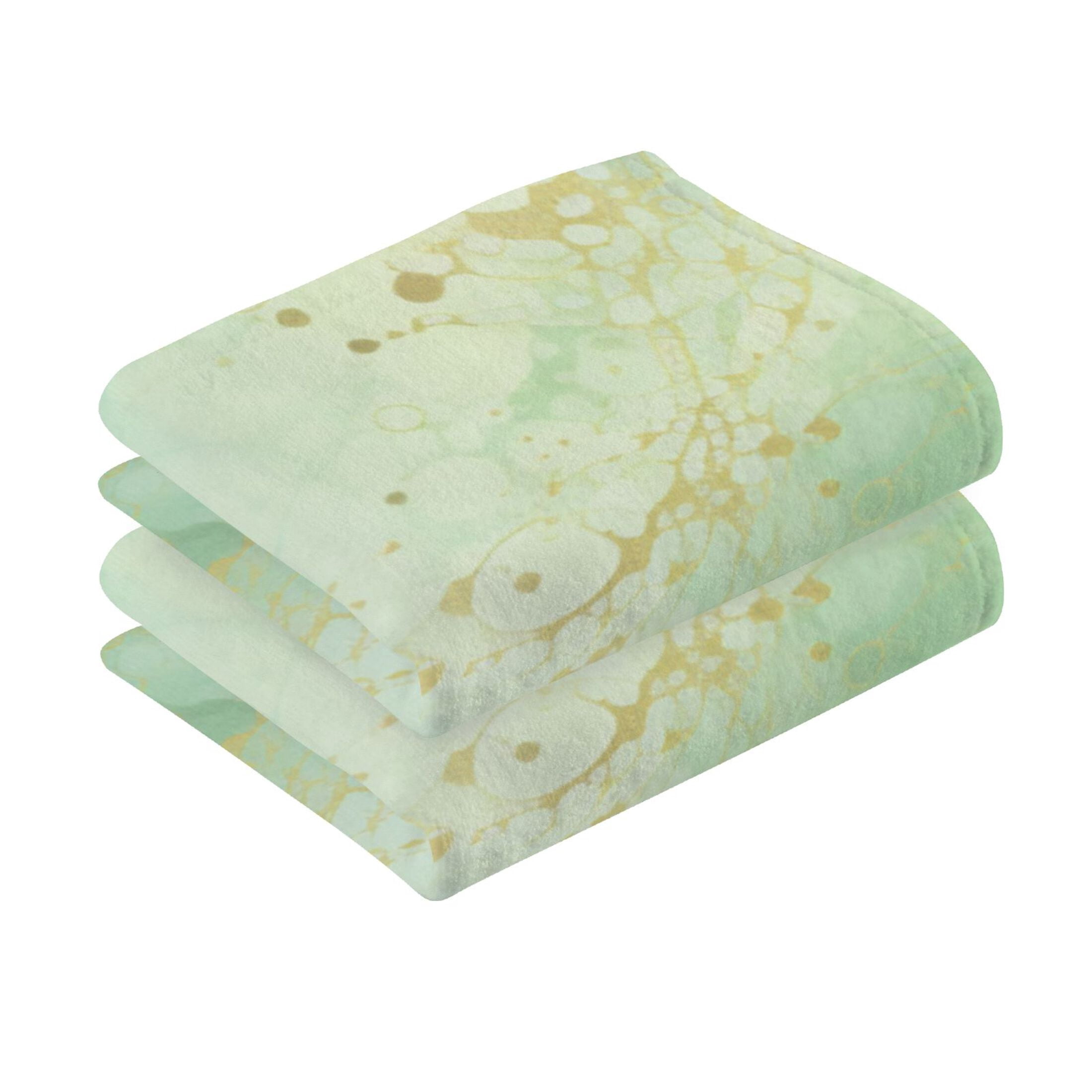 Emerald Green and Gold Marble Hand Towel Set 2 Pcs Cotton Absorbent Soft Face Towels Bath Towels for Bathroom Kitchen Shower Hotel Decor 16"x28"