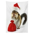 thumbnail image 3 of Ambesonne Christmas Tablecloth Rectangular Table Cover, Chipmunk in Santa Hat, 60"x90", Pale Yellow White Red, 3 of 4
