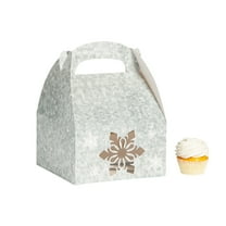 Galvanized Silver Snowflake Treat Boxes - 6 Pieces
