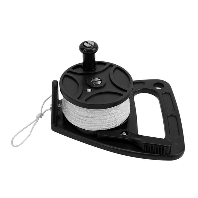 Carrete de carrete de buceo-longitud de 150 pies-tapón para pulgar-buceo submarino de seguridad snorkel-blanco y negro