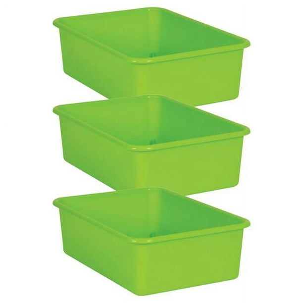 Teacher Created Resources TCR20409-3 Plastic Storage Bin, Lime - Large  - Pack of 3 