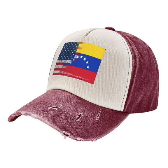America Venezuelan Flag Watercolor Baseball Cap Distressed Adjustable Vintage Cotton Denim Hat for Women Men