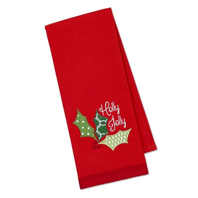 DII Jingle for Joy Embroidered Dishtowel Cotton | CAMZ10736
