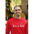 thumbnail image 3 of Old Glory Mens Christmas Let it Snow Script Snowflakes Long Sleeve Sweatshirt, 3 of 6