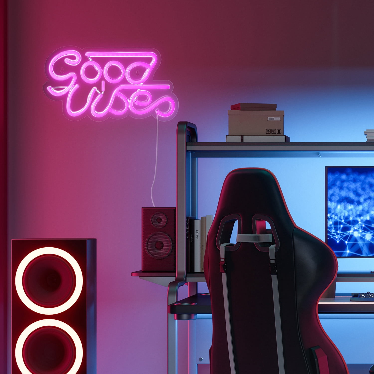 Globe Electric LED Neon Pink Good Vibes Light