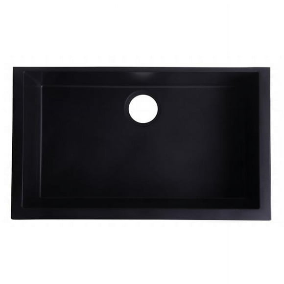 ALFI Brand AB3020UM-BLA Évier de Cuisine en Composite de Granit à Bol Unique sous Compte - Noir, 30 Po
