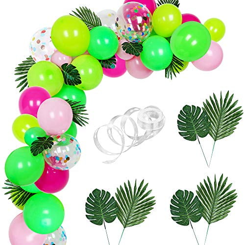 Download Auihiay 63 Pieces Luau Balloons Garland Kit Tropical Balloon Arch Garland With Palm Leaves And Balloon Strip For Tropical Theme Birthday Party Baby Shower Decorations Walmart Com Walmart Com