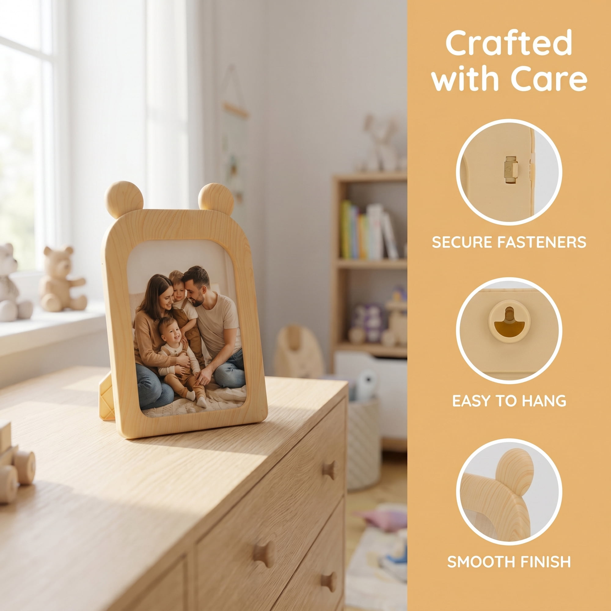 Unique Bargains Minimalist Clear Acrylic Floating Photo Frame Beige Mice 5" x 7"