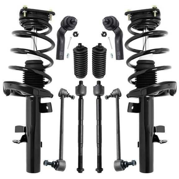 Detroit Axle - Front Struts & Coil Springs Sway Bar Links Outer Inner Tie Rods Lower Boots Replacement for 2013-2018 Ford Focus Electric S SE Titanium