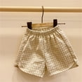 thumbnail image 2 of LNWUY Children's Solid Color Summer Shorts Kids Cotton Linen Wide Leg Pants Casual Comfort Breathable Elastic Waist Shorts Yellow 6 Years, 2 of 3