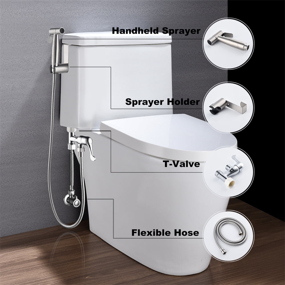 Tcbosik Bidet Sprayer for Toilet, Handheld Diaper Sprayer Kit, Cloth Diaper Sprayer Set, Easy to Install, Stainless Steel, Sliver
