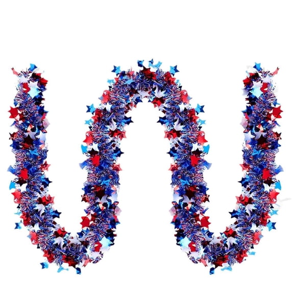 Red White and Blue Decorations - 6.5 Ft Patriotic Garland 250th Anniversary 4th of July Decorations, Glitter Garland Memorial Day, National Independence Day Decor, Multicolor, 78.74 Inch, 1 PCS
