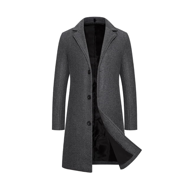Innerwin Manteau Trench-Coat Homme à Col Cranté Manches Longues Décontracté Gris Foncé 2TG