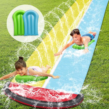 Terra Lawn Water Slide for Kids - 20FT Long Huge Adult Water Slide for Outdoor with 2 Surfboards  Build in Splash Sprinklers  Water Slide for Patio Outdoor Children Fun Toys Games
