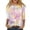 Pink, variant on Business Casual Tops Women Fashion Short Sleeve Printed Round Neck Outfit Ladies Blouse,Pink,XL