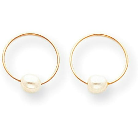 Pearl Diecast Hoops - 14K Gold Endless Hoop Cultured Pearl Earrings