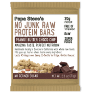Papa Steve's No Junk Raw Protein Bar, Peanut Butter Choco Chip, 20g Protein, 10 Ct