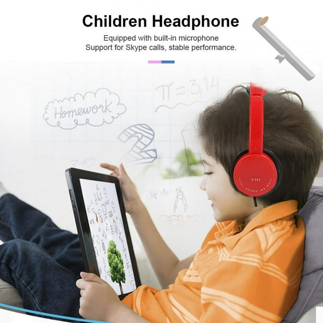 FAGINEY Headset With Microphone,Children Headphone,Foldable Wired Stereo Headset Children Headphone With Microphone For Smartphone Tablet
