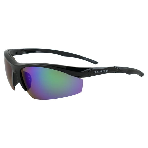 Sea Striker Captain's Choice Beach Boating Fishing Polarized Sunglasses Men Women Black Frame w/Green Mirror Lens