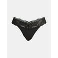 thumbnail image 3 of No Boundaries Cotton-Blend Ribbed and Lace Thong Panties, Women's, 3 of 3