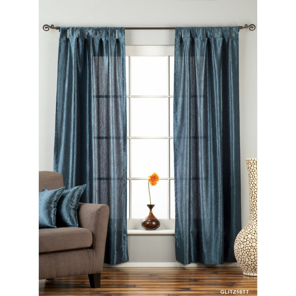 Navy Blue Tab Top Textured Curtain / Drape / Panel 84" Piece
