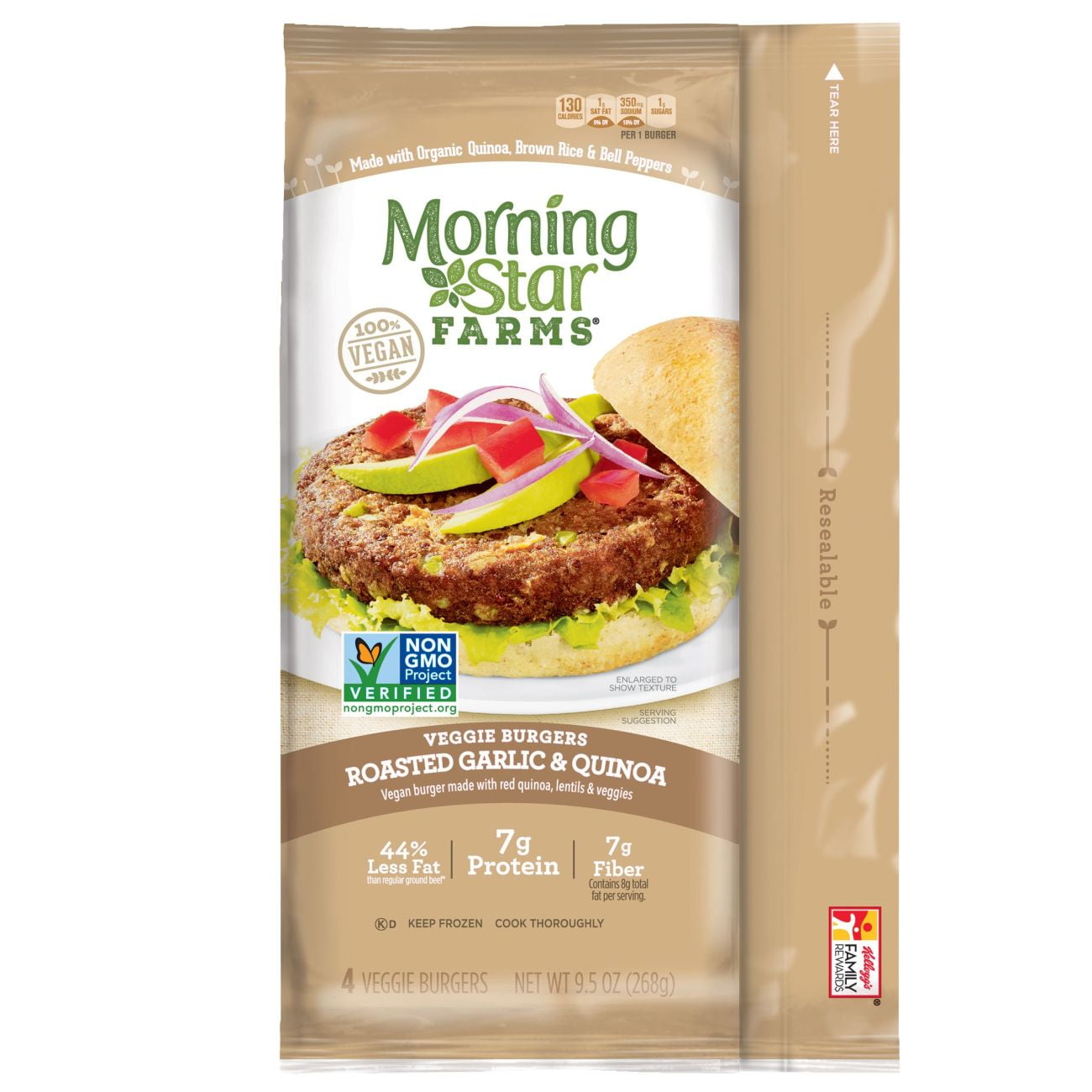 Morning Star Farms Roasted Garlic & Quinoa Veggie Burgers, 4 ct, 9.5 oz ...
