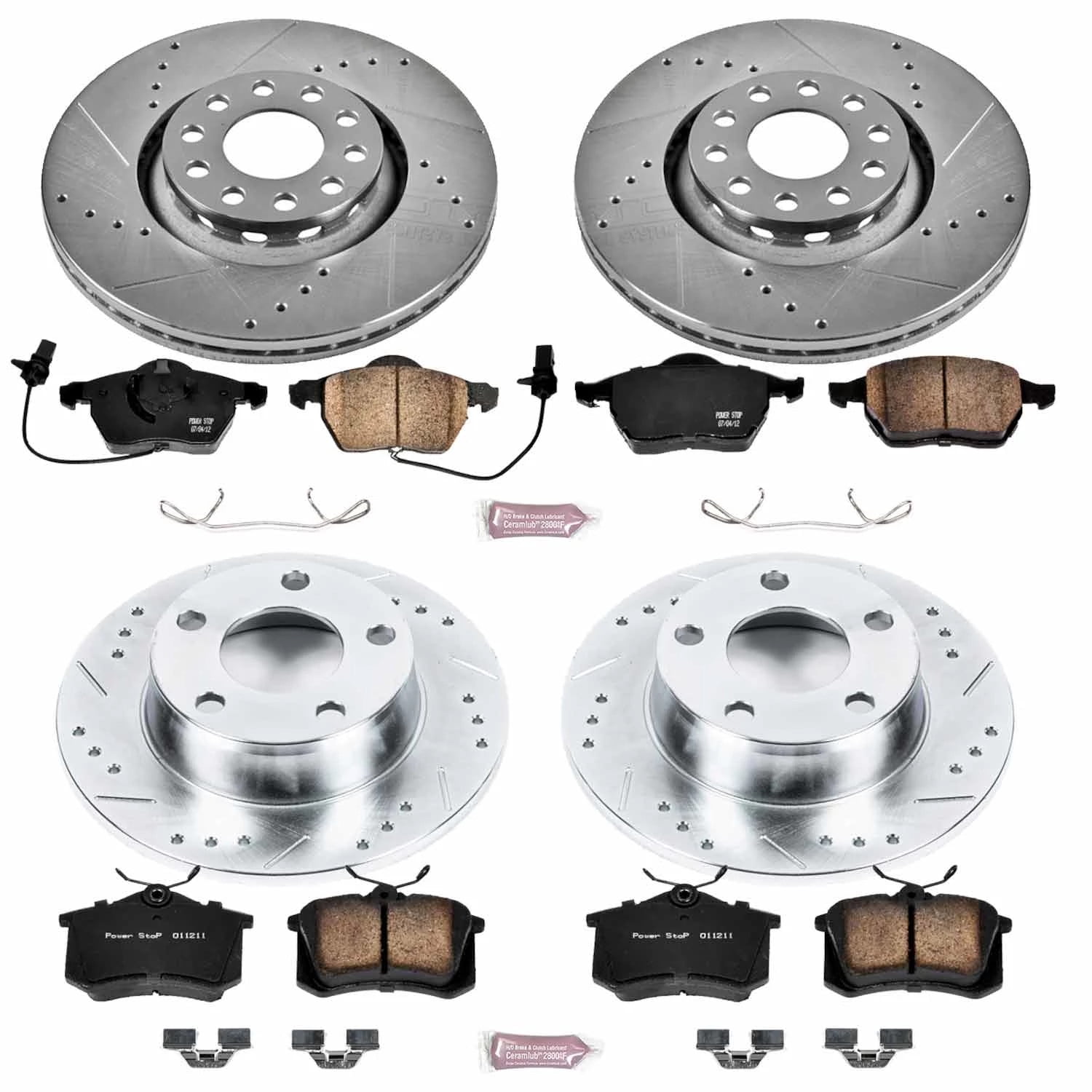 PowerStop Front and Rear Z23 Evolution Sport Carbon-Fiber Ceramic Brake Pad and Drilled & Slotted Rotor Kit Fits: AUDI Select Models K4197