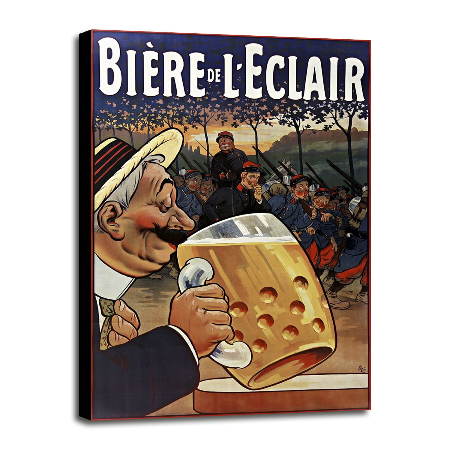 Biére De L Eclair Vin120173 Print 19 X12 5 By Vintage Le Collection In A Canvas Stretched Maple Frame