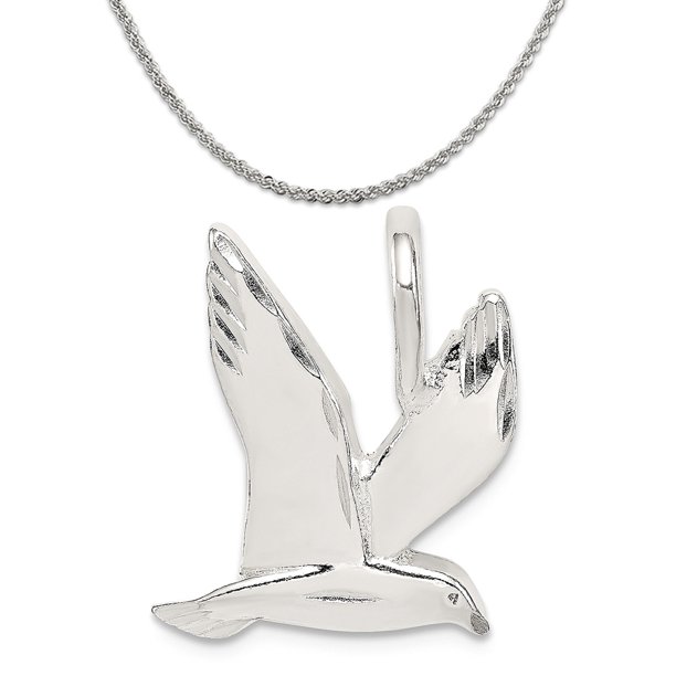 Carat in Karats Sterling Silver Bird Charm (22mm X 17mm) With A