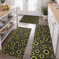 thumbnail image 2 of Black Sunflower Leaf Pattern Kitchen Rugs Sets Of 3,Kitchen Runner Rugs Non Skid Washable,Decorative Kitchen Floor Mats for Kitchen,Sink,Laundry,17"x30"+ 17"x47" + 17"x59", 2 of 6