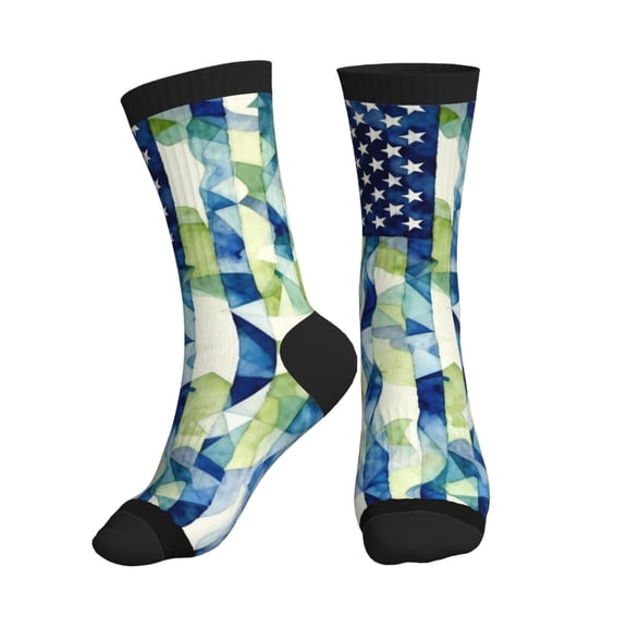 Athletic Socks Army Camouflage Flag Sport Running Calf Socks Crew Socks for Men Women