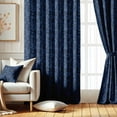 thumbnail image 2 of Vargottam Elegant Blue Botanical Pattern Curtains - Set of 2 Blackout Panels, 42 x 90 Inches - Noise Reducing & Energy-Efficient Room Darkening Window/Door Drapes for Modern Home Decor- Blue, 2 of 9