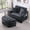 Black + Foam + 2 Seat, variant on Double Sofa Chaise with Storage Footrest, Unique Design & Throw Pillows,Grey