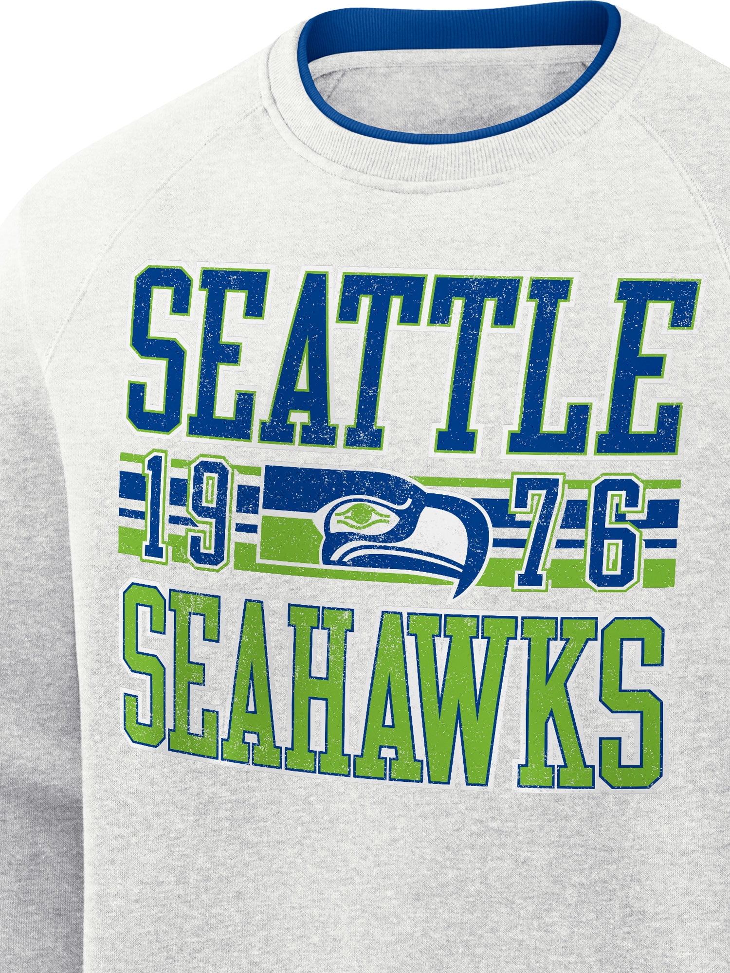 NFL Seattle Seahawks Men's Cotton Gray Heather Long Sleeve Crew Fleece Sweatshirt