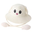 thumbnail image 1 of Sombrero de paja con orejas de moda con orejas que se mueven y saltan, gorras de pescador de protección para blanco lechoso, 1 of 9