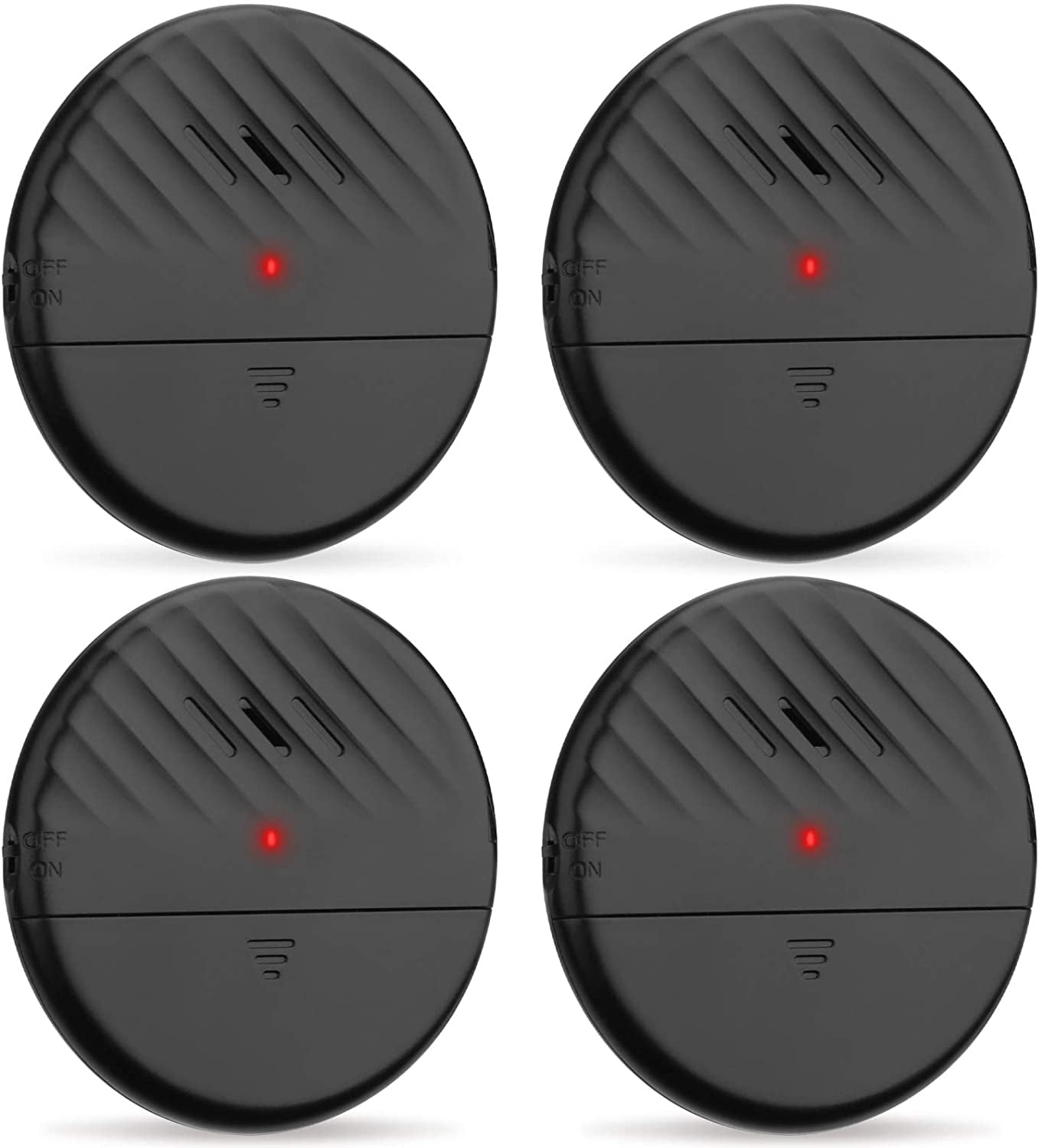 Wsdcam Window Alarm Glass Break Sensor Alarm 125dB Ultra-Slim Wireless Glass Break Detector Anti-Theft Vibration Sensor Alarm for Home Door and Window Security - 4 Pack - Black