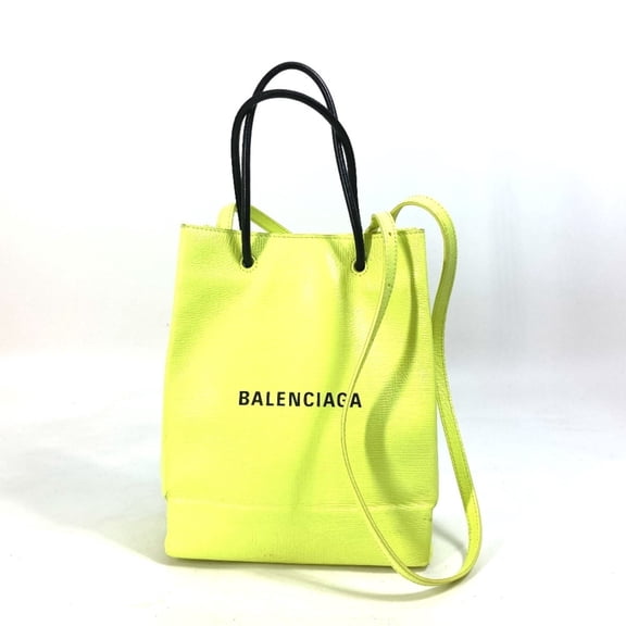 Pre-Owned BALENCIAGA 568817 Shoulder Bag Shopping Tote XS 2-Way Leather Women's Yellow (Good)